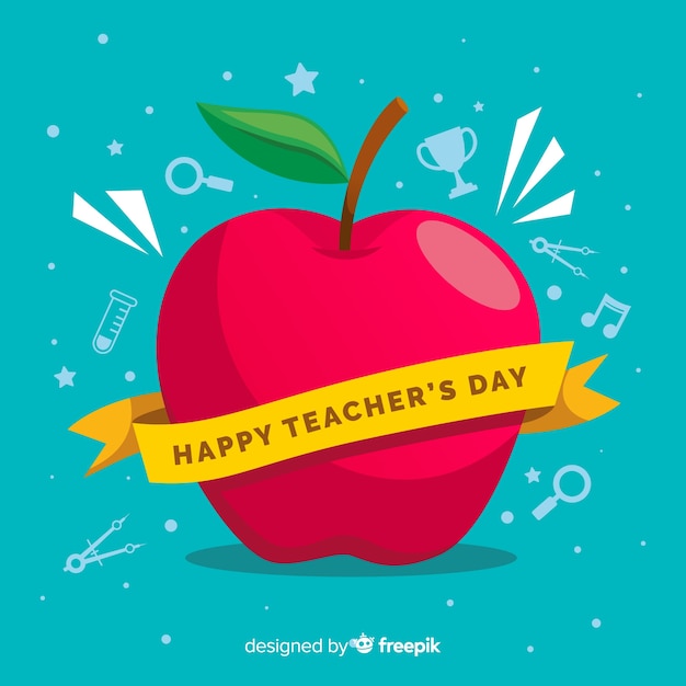 Fondo del día mundial del profesor en diseño plano vector gratuito
