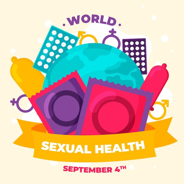 Fondo Del Día Mundial De La Salud Sexual Con Condones Vector Gratis