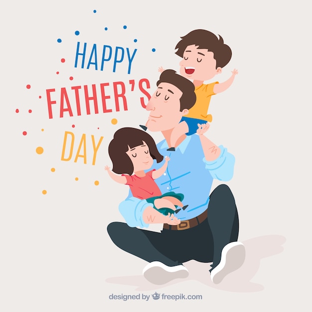 Fondo de día del padre con linda familia | Vector Gratis