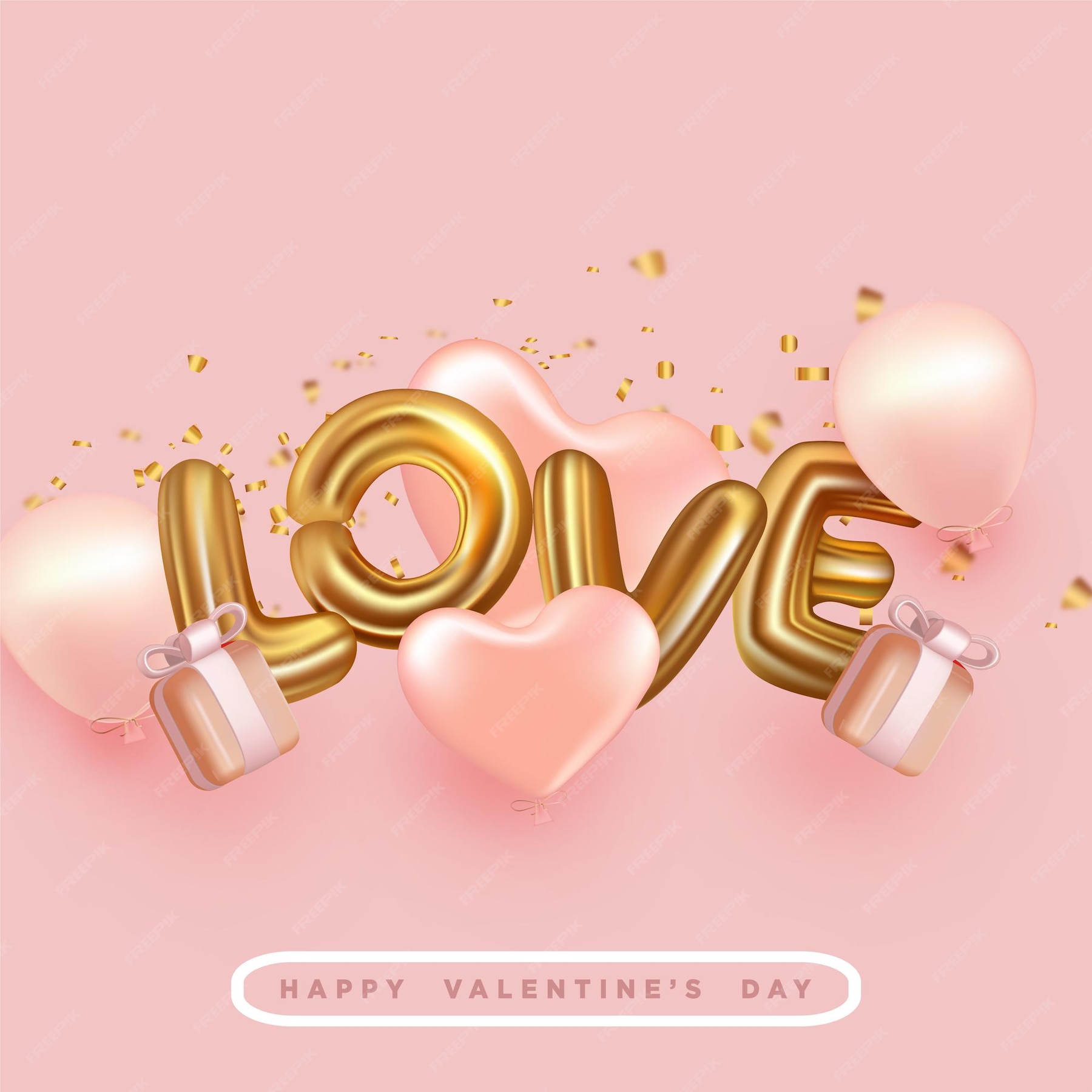 Fondo Del Día De San Valentín Con Amor En 3d Vector Premium