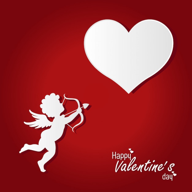 Fondo del día de san valentín con cupido Vector Premium