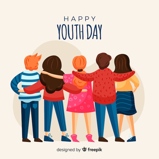 Fondo dibujado a mano del día de la juventud. vector gratuito