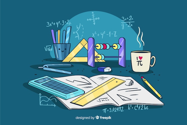 Fondo dibujos animados elementos matemáticas vector gratuito