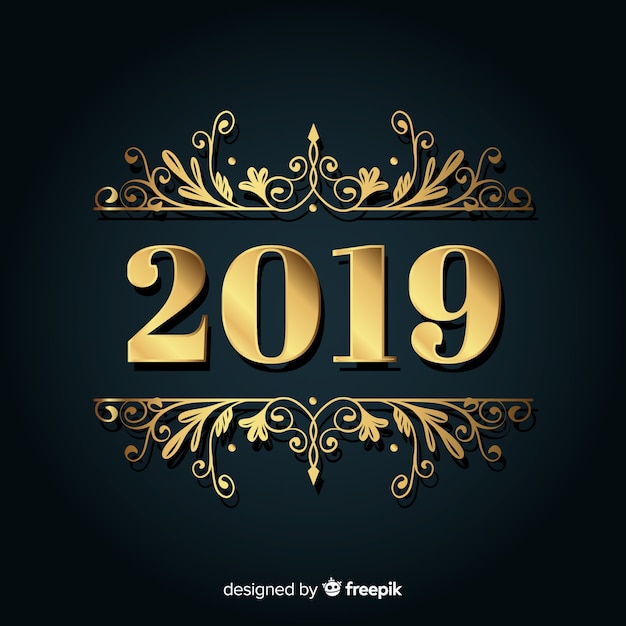Fondo dorado de año nuevo 2019  Descargar Vectores gratis