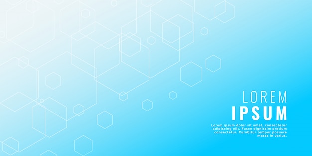 Fondo de estilo médico de línea hexagonal azul limpio vector gratuito