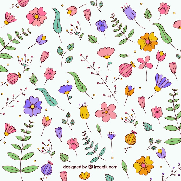 Fondo Floral Adorable Dibujado A Mano Vector Gratis