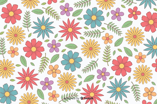 Fondo Flores Coloridas Dibujadas A Mano Vector Gratis 2053