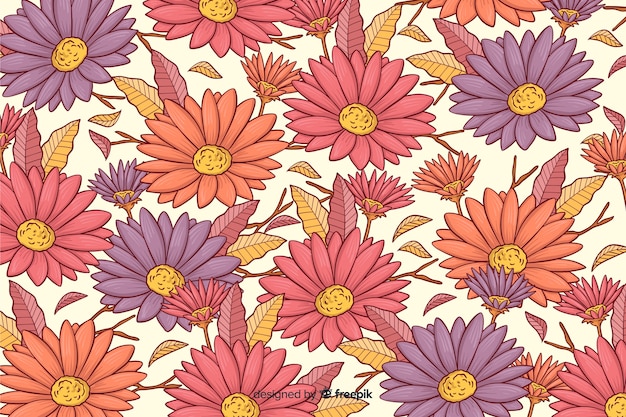 Fondo Flores Coloridas Dibujadas A Mano Vector Gratis 3867