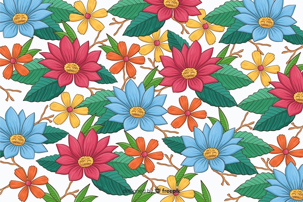 Fondo Flores Coloridas Dibujadas A Mano Vector Gratis 2543