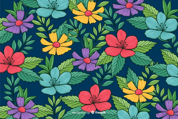 Fondo Flores Coloridas Dibujadas A Mano Vector Gratis 4235