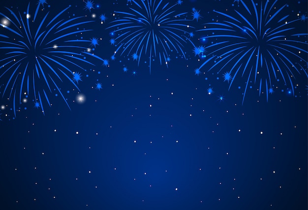 Fondo de fuegos artificiales en el cielo oscuro vector gratuito