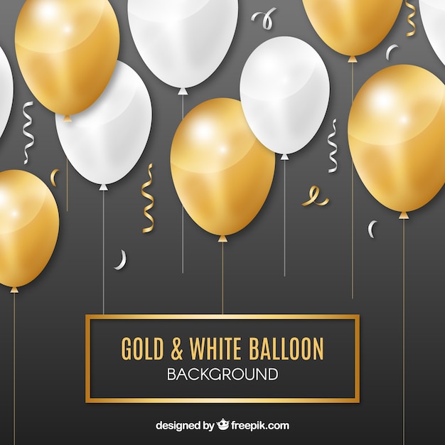 Fondo De Globos Dorados Y Blancos Para Celebrar Vector Gratis