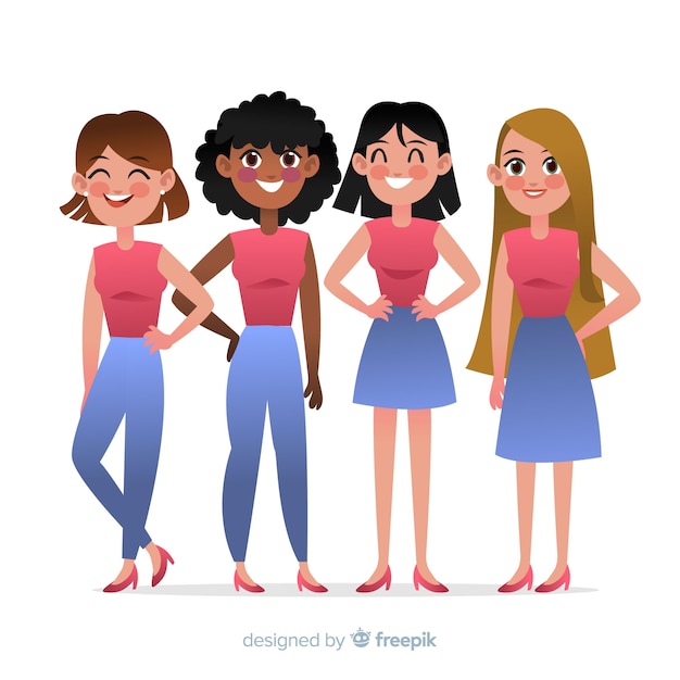 Fondo grupo de mujeres interracial | Vector Gratis