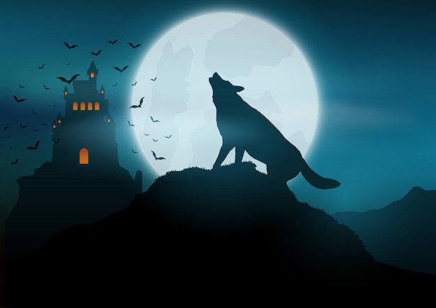 Dilo con una imagen - Página 25 Fondo-halloween-lobo-aullando-luna_1048-8617