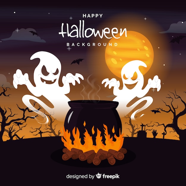 Fondo De Halloween Terror Fico Con Dise O Plano Vector Premium