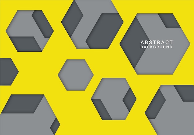 Fondo Hexagonal Abstracto Moderno Amarillo Y Gris Vector Premium