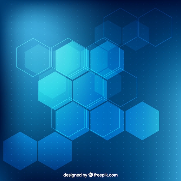 Fondo De Hex Gonos Azules Vector Premium