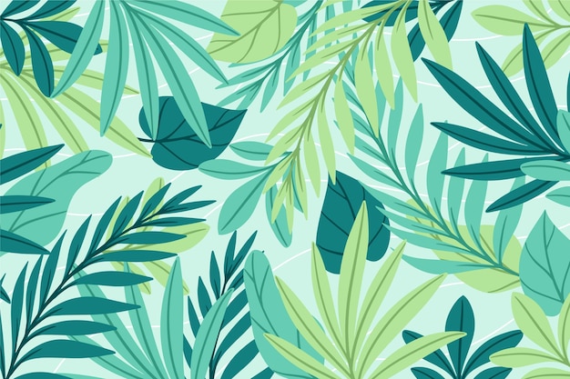 Fondo De Hojas Tropicales Dibujadas A Mano Vector Gratis