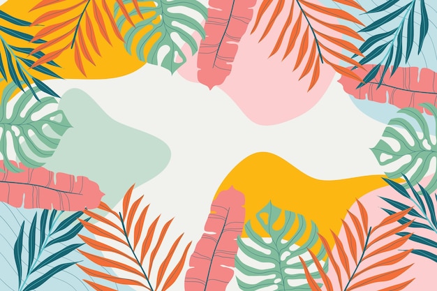 Fondo De Hojas Tropicales Dibujadas A Mano Vector Gratis