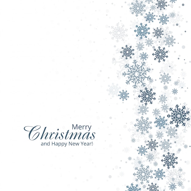 Fondo de invierno con copos de nieve feliz navidad tarjeta d vector gratuito