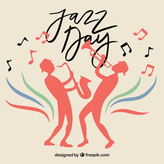 Fondo De Jazz Con Siluetas De Musicos Vector Gratis