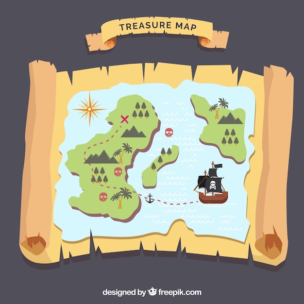Fondo de mapa del tesoro con isla | Vector Gratis