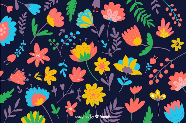 Fondo Natural Con Flores Coloridas Vector Gratis