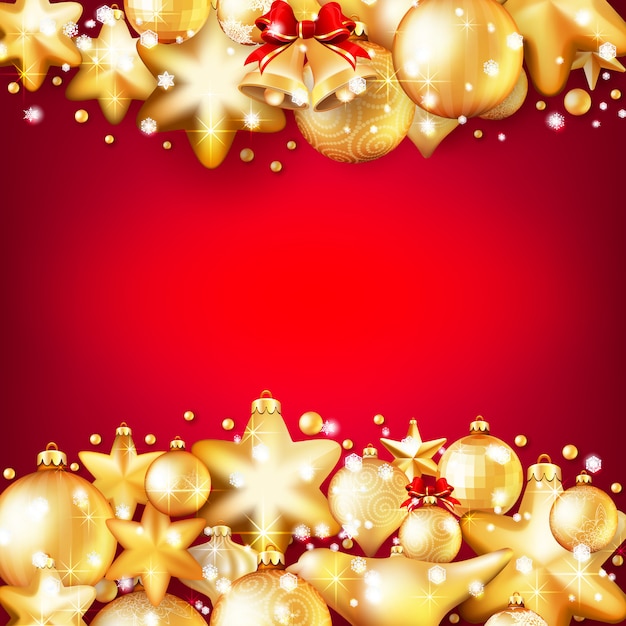 Fondo De Navidad Rojo Y Oro Vector Premium