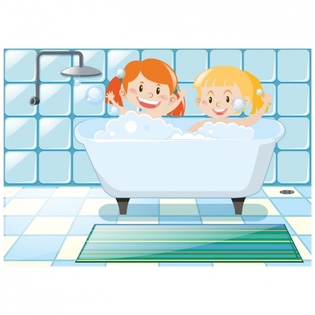 Fondo de niñas bañándose | Vector Gratis