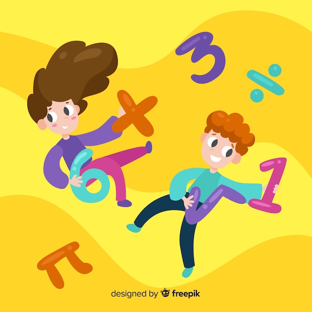 Fondo niños dibujos animados concepto matemáticas | Vector Gratis