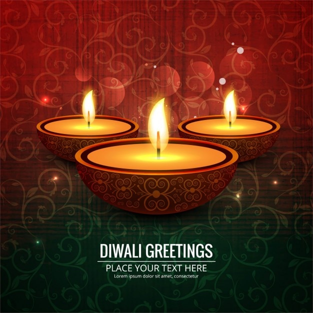 Fondo Ornamental Con Brillantes Velas De Diwali Vector Gratis