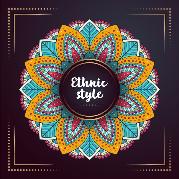 Fondo de oro con mandala. Vector Premium
