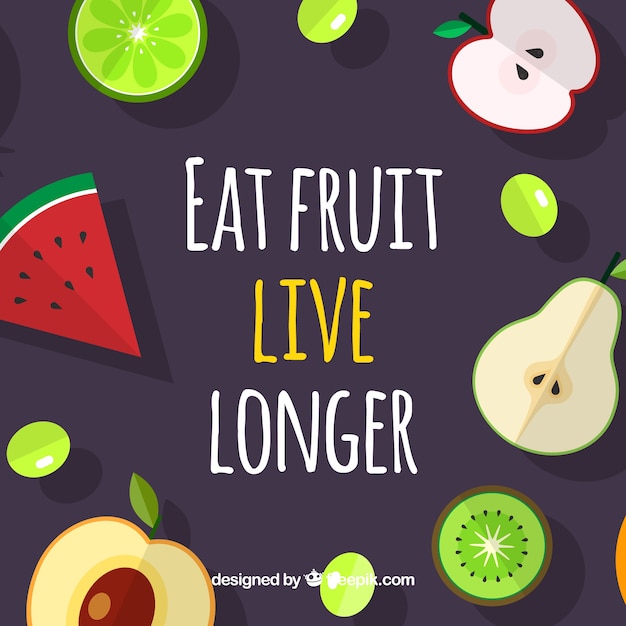 Fondo oscuro con frutas y frase | Vector Gratis