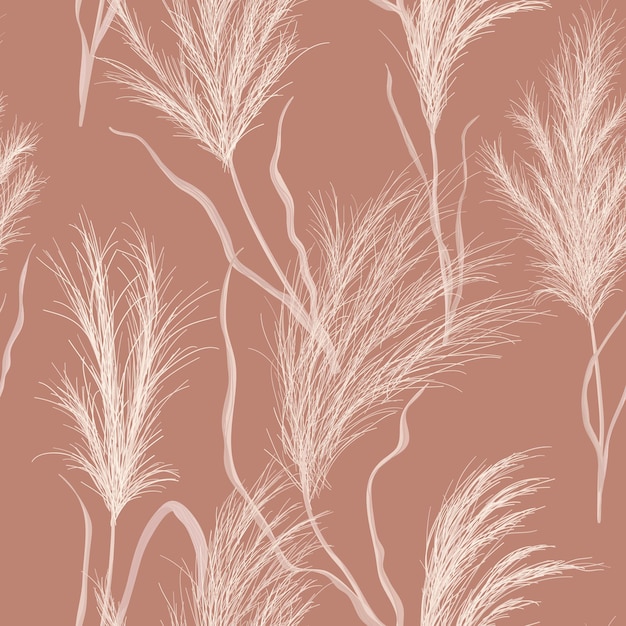 Fondo de otoño floral acuarela patrón de vector transparente de hierba