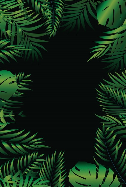 Fondo de palma verde natural tropical ilustración Vector Premium