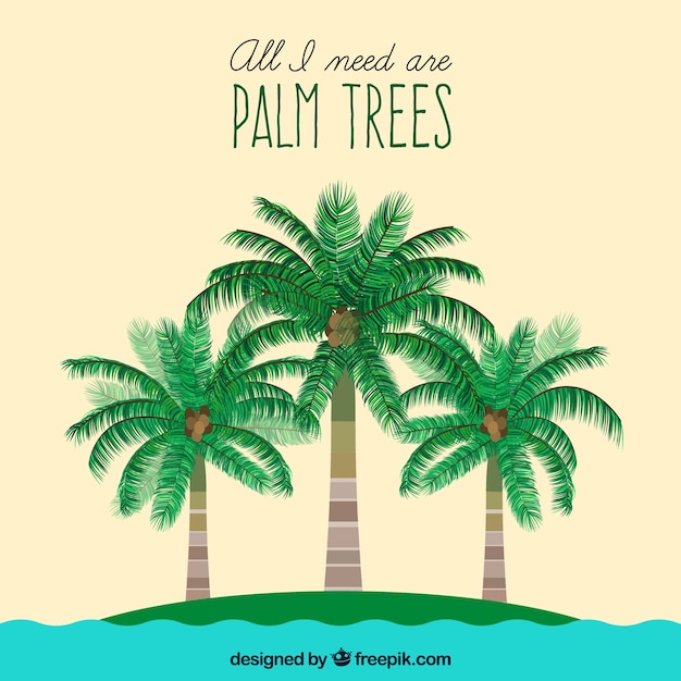 Fondo de palmeras y mar con simpática frase | Vector Gratis