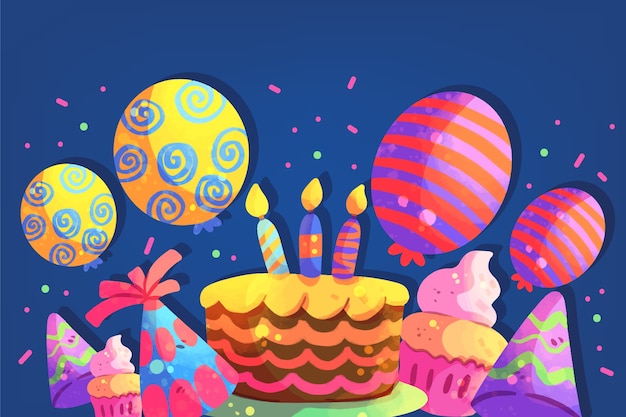 Fondo De Pantalla De Celebración De Cumpleaños Vector Gratis 