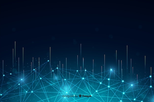 Fondo de partículas de tecnología abstracta con líneas vector gratuito