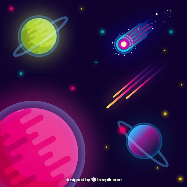 Fondo De Planetas De Colores En Dise O Plano Vector Gratis