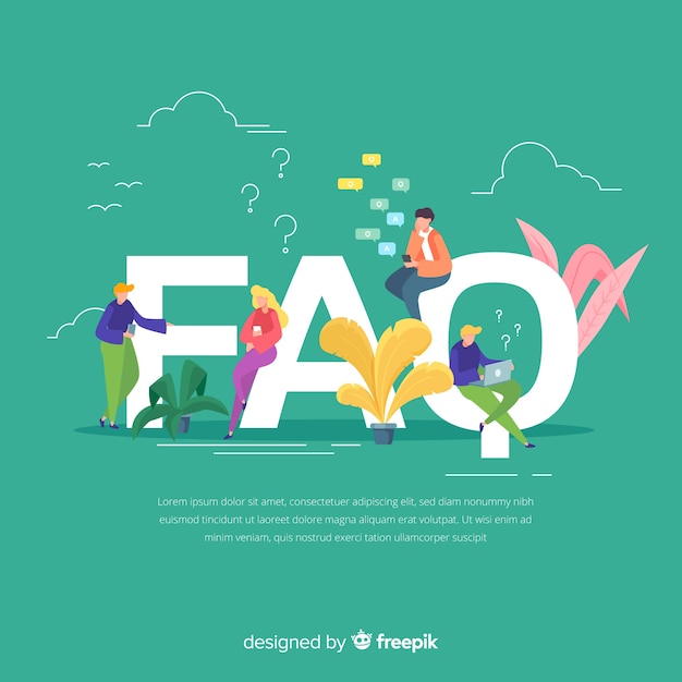 Fondo plano preguntas frecuentes vector gratuito