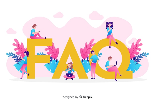 Fondo plano rosa concepto faq vector gratuito
