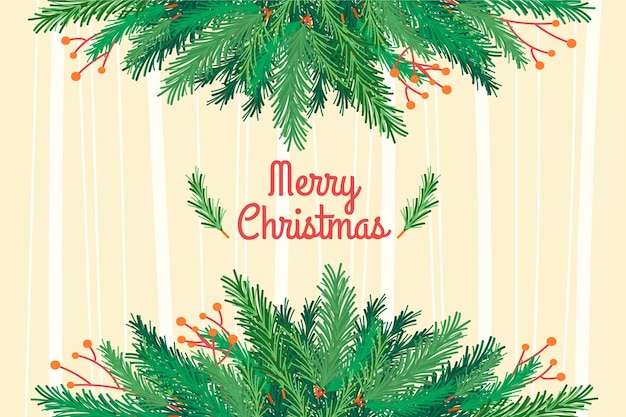 Fondo de ramas de árbol de navidad dibujado a mano vector gratuito