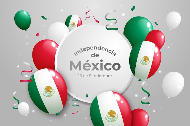 Fondo realista del día de la independencia de méxico Vector Gratis