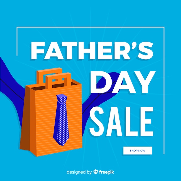 Fondo de rebajas del día del padre en diseño plano vector gratuito