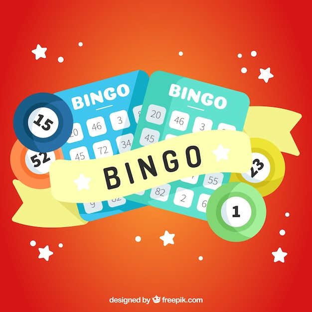 Fondo Rojo Con Elementos De Bingo En Diseño Plano | Descargar Vectores ...