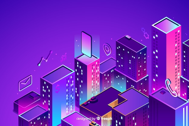 Fondo de smart city en isométrico | Vector Gratis