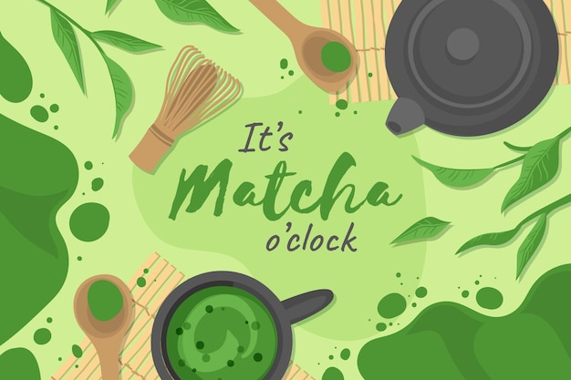 Fondo De Té Matcha Dibujado A Mano Vector Gratis 0182