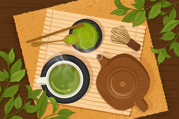 Fondo De Té Matcha Dibujado A Mano Vector Gratis 7955