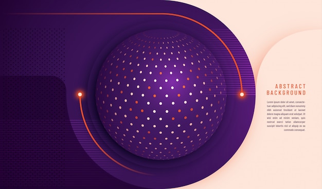 Fondo de tecnología abstracta con diseño de círculo y puntos y plantilla de texto Vector Premium
