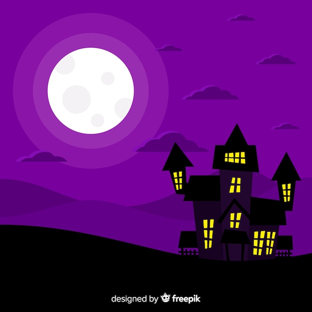 Fondo terrorífico de halloween con diseño plano | Vector Gratis